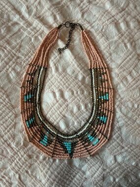 Pink Beaded Multi-Strand Statement Necklace